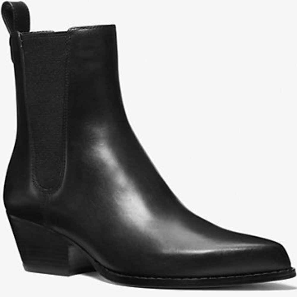 MICHAEL Michael Kors Kinlee Black Leather Ankle Boot Bootie NIB sz 6
